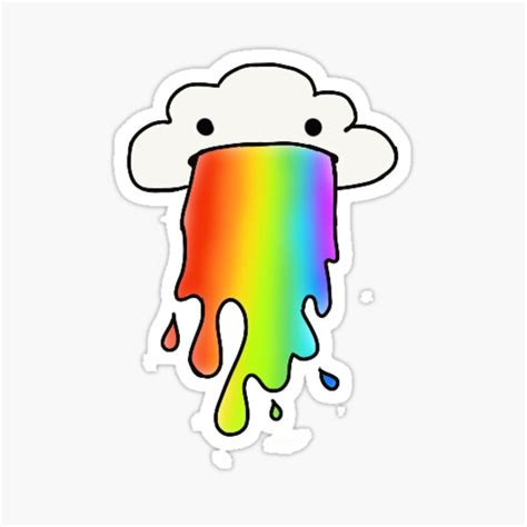 "cloud throwing up a rainbow" Sticker for Sale by stickerscom | Redbubble