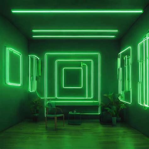 Premium Photo | Abstract green room interior with green glowing neon ...