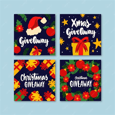 Free Vector | Hand drawn flat christmas giveaway instagram posts collection