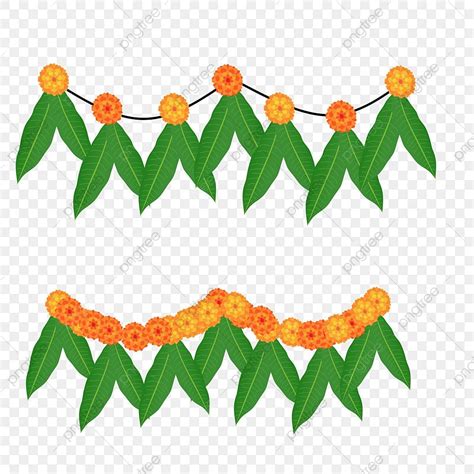 Toran Clipart Transparent Background, Marigold Toran Decoration With ...