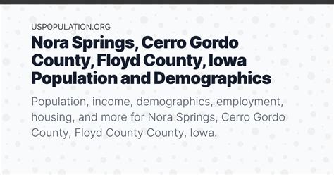 Nora Springs, Cerro Gordo County, Floyd County, Iowa Population ...