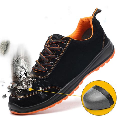 tengoo men's safety shoes steel toe work sneakers slip resistant ...