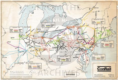 Conrail Divisions Map April 1 1976 | The CRHS's Conrail Artifact Archive