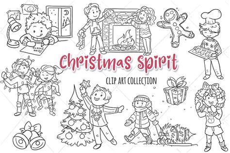 Download Christmas Spirit Digital Stamps Graphic Free - Kufonts.com