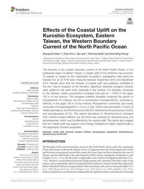 (PDF) Effects of the Coastal Uplift on the Kuroshio Ecosystem, Eastern ...