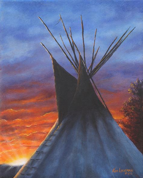 Teepee At Sunset Part 2 Painting by Kim Lockman