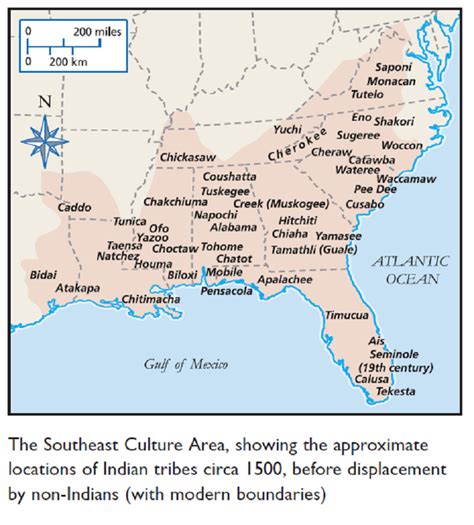 The Southeast Culture Area, as defined by scholars, is bordered on the ...