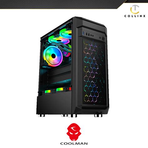 Coolman Harley ATX Black Case | Midtower Tempered Glass Gaming Chassis ...