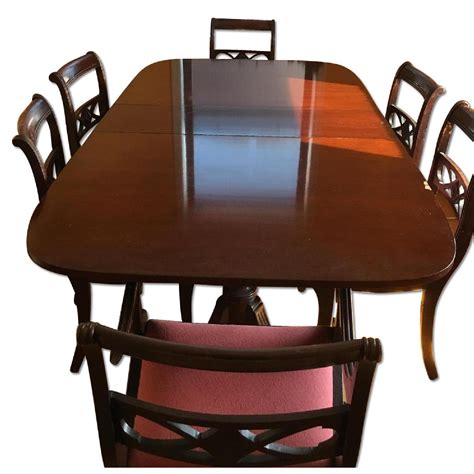 Antique Mahogany Dining Table w/ 6 Chairs - AptDeco