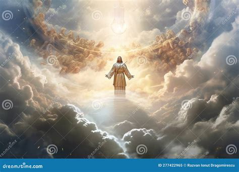 God in Heaven, Surrounded by Clouds and Rays of Light. the Artwork ...