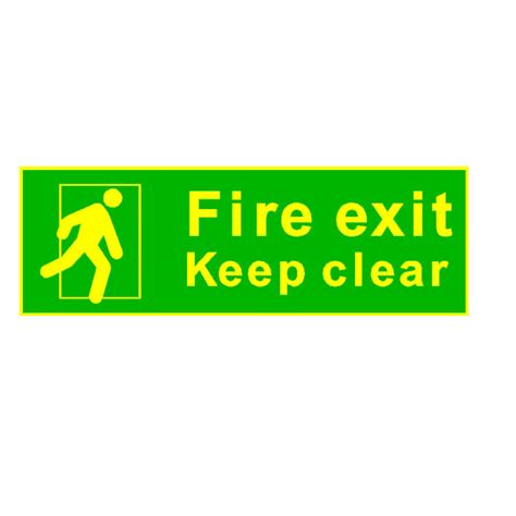 Safety Signage - Fire Exit Keep Clear - Green/Yellow Sign