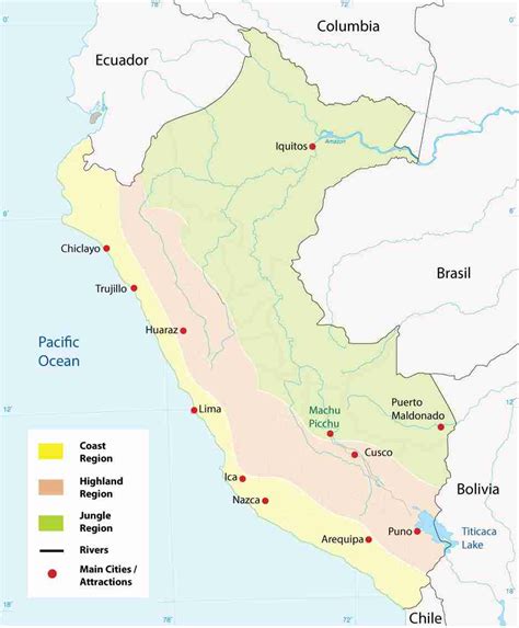 Peru Map - natural regions and main cities | Peru Explorer