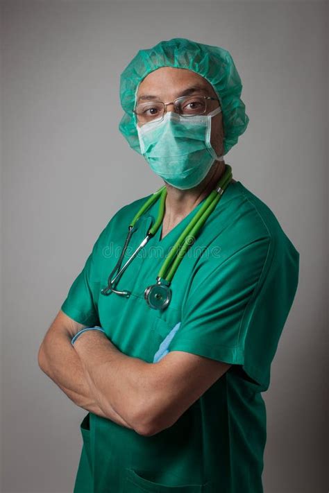 Portrait of a Young Physician with Surgical Mask Stock Image - Image of glasses, professional ...