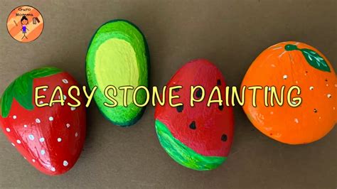 Strawberry, Avocado,Watermelon and Orange Stone Painting Tutorial. (Step by step) - YouTube