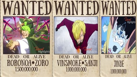 Bounty Of Zoro, Sanji, Nami, Robin, Ussop, Jinbe, Franky After Wano