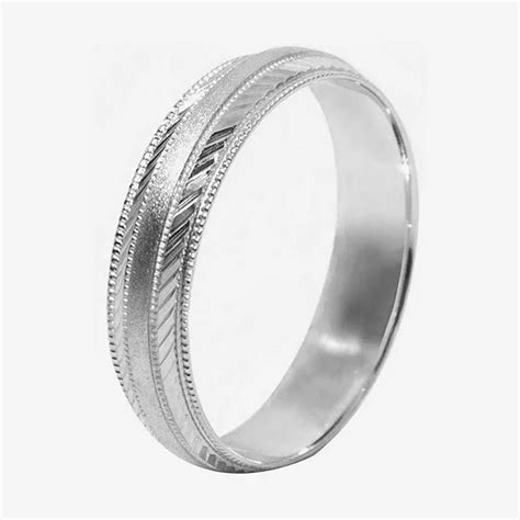 Mens 10K White Gold 5mm Engraved Wedding Band, Color: White Gold - JCPenney