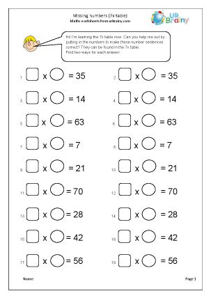 7x table (3) - Multiplication by URBrainy.com