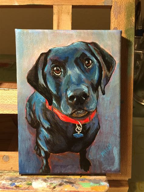 Black lab painting 5x7" on canvas by markpaintspets.com | Cute canvas ...