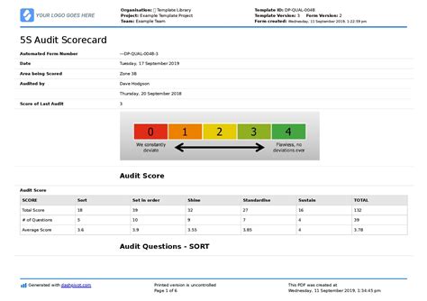 5s Audit Scorecard Digital Download Audit Lean Manufacturing | Images ...