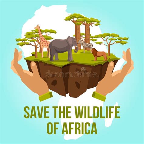 Save The Wildlife Of Africa Concept Stock Vector - Illustration of ...