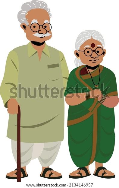 Indian Old Couple Grandparents Old Couple Stock Vector (Royalty Free ...