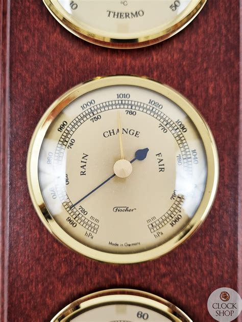 Mahogany Classic Barometer/ Thermometer/Hygrometer 26cm By FISCHER - Fischer | Clock Shop Australia