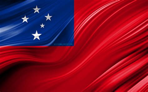 Download wallpapers 4k, Samoa flag, Oceanian countries, 3D waves, Flag of Samoa, national ...