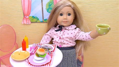 American Girl Doll Cooking Waffles for Breakfast! Play Dolls - YouTube