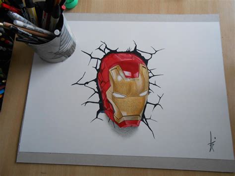 Drawing 3D Art: Iron Man by DibujarteRiestra on DeviantArt