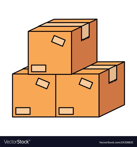 Pile packing boxes carton Royalty Free Vector Image