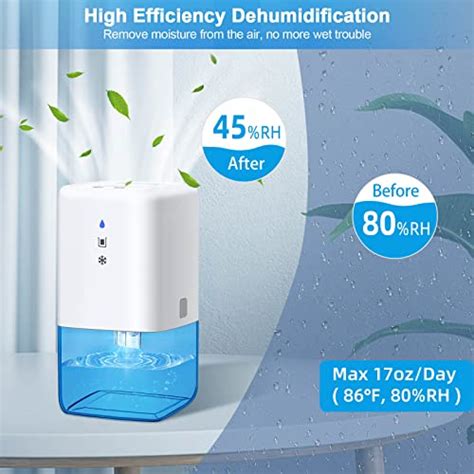 Donatello Dehumidifiers, Ultra Quiet Small Room Dehumidifiers 300 sq.ft with Defrost & 7 Color ...