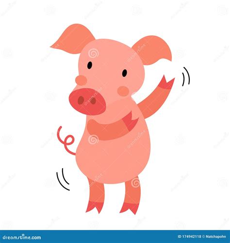 Dancing Pig Animal Cartoon Character Vector Illustration Stock Vector - Illustration of pork ...