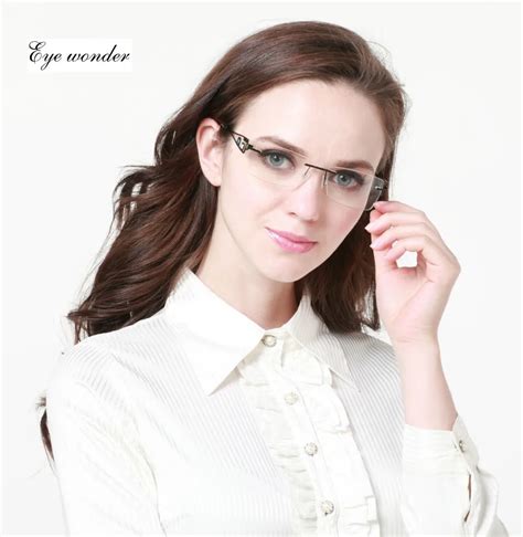 Eye wonder Men Rimless Stainless Steel Glasses Women Metal Lightweight Eyeglasses Frames Myopia ...