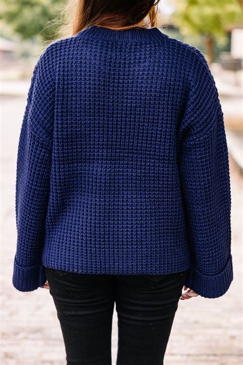 Easy Find Navy Blue Waffle Knit Sweater – Shop the Mint