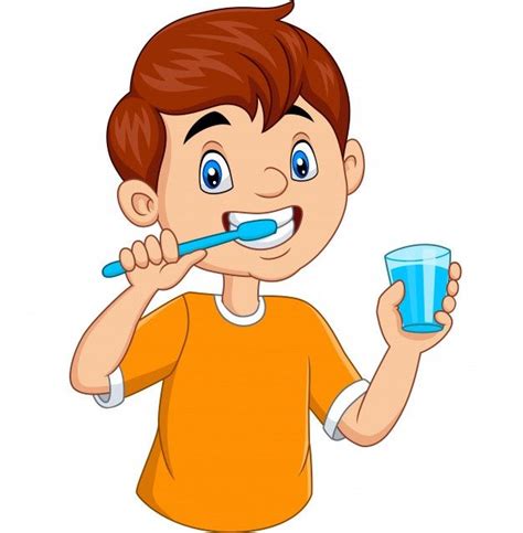 Lindo niño cepillarse los dientes Vector... | Premium Vector #Freepik # ...