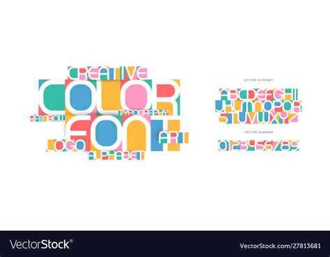 Colorful letters and numbers set colored Vector Image