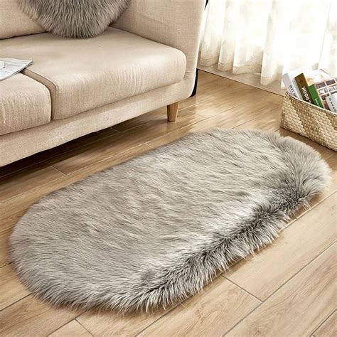 Modern White Faux Fur Sheepskin Living Room Area Rug 3' x 6'