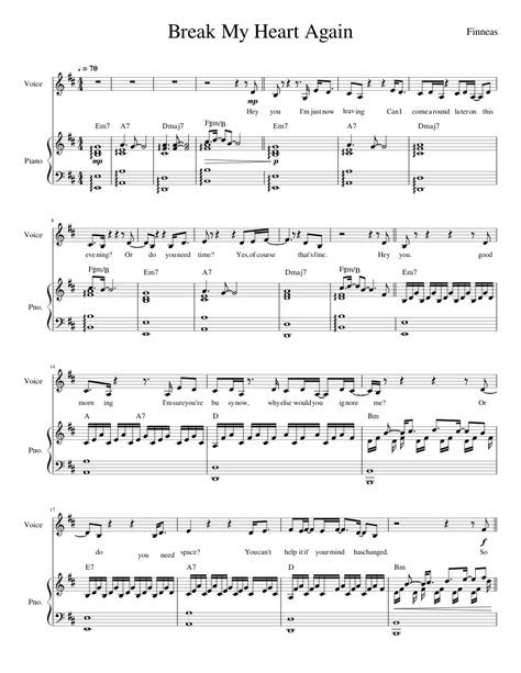 Break My Heart Again_Higher Voices Sheet music for Piano, Vocals (Piano-Voice) | Musescore.com