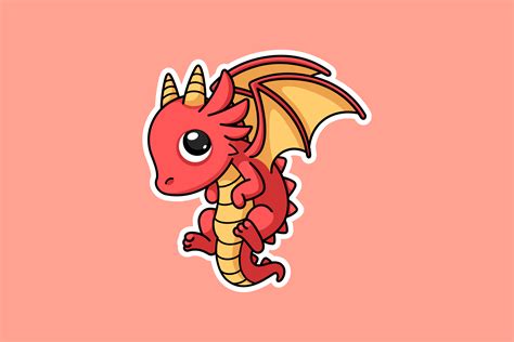 Cute Dragon Sticker Graphic by JuneDigitalArt · Creative Fabrica