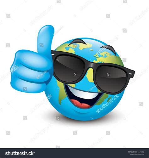 Cute Earth Emoticon Thumb Sunglasses Emoji Stock Vector (Royalty Free) 2016121652 | Shutterstock