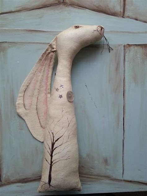 Winter hare hare textile hare hare art hanging hare white