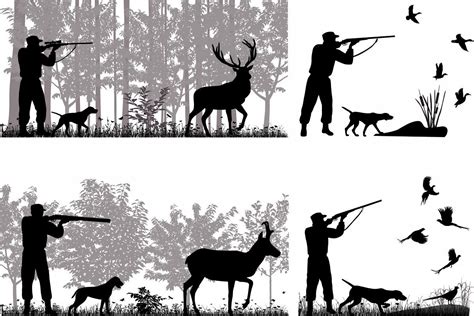 Hunter (189040) | Illustrations | Design Bundles | Hunting drawings, Man and dog, Illustration