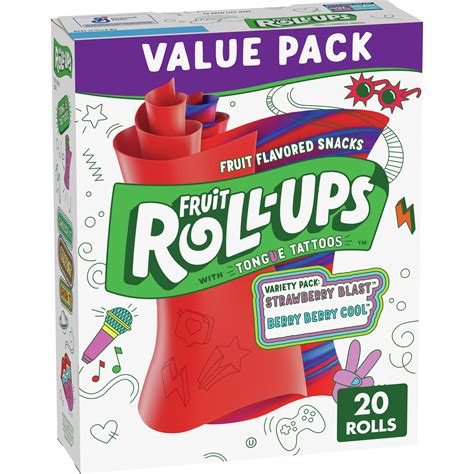 Fruit Roll-Ups Fruit Flavored Snacks, Variety Value Pack, 0.5 oz, 20 ct - Walmart.com