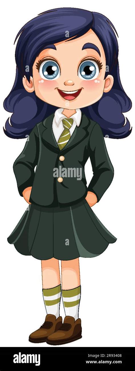 Cute girl student cartoon character in school uniform illustration Stock Vector Image & Art - Alamy