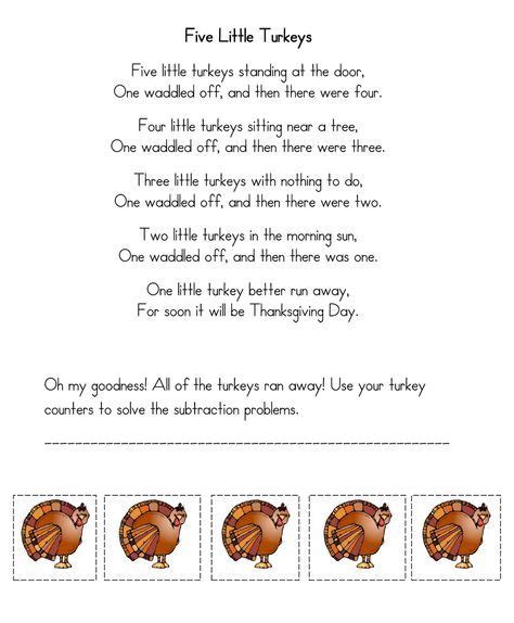 Thanksgiving Five Little Turkeys poem | Thanksgiving lessons, Thanksgiving school, Thanksgiving ...