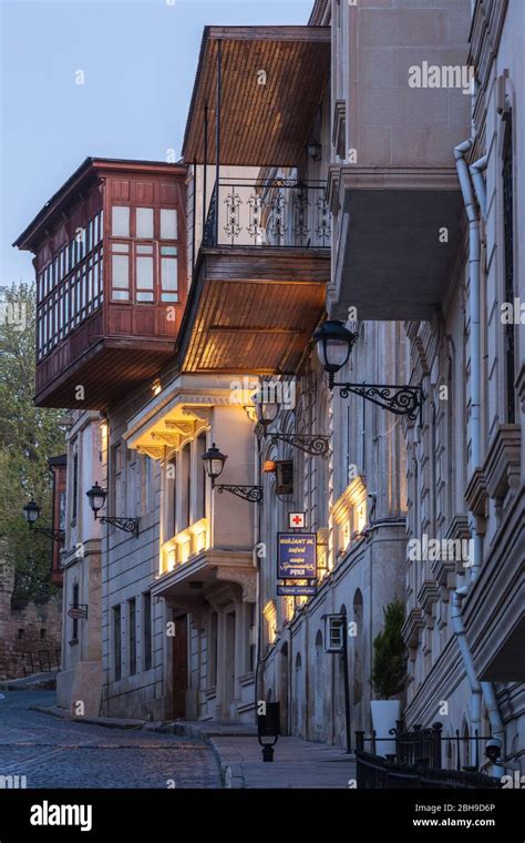 Azerbaijan, Baku, Old City, traditional architecture, dawn Stock Photo ...