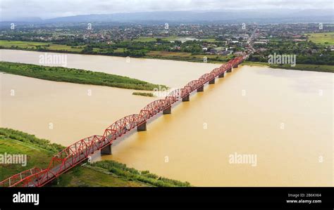 Bridge over the Cagayan River, Philippines, aerial view. Road bridge ...