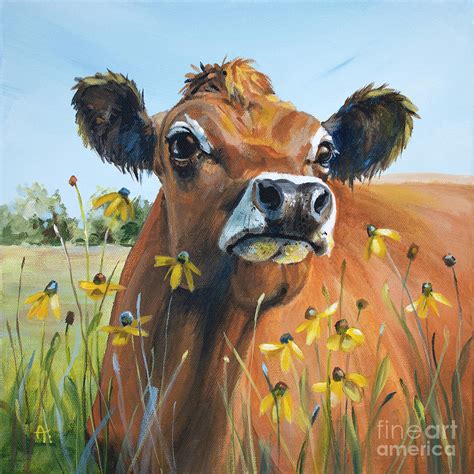 Suzy - Jersey Cow Painting Painting by Annie Troe - Pixels