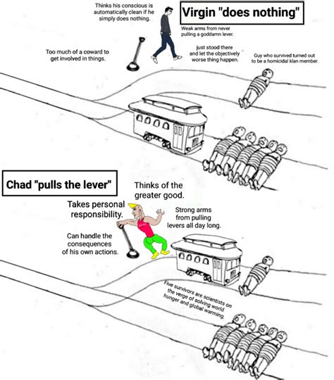 Virgin vs Chad on the trolley problem | The Trolley Problem | Know Your Meme