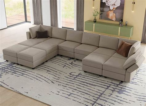 Buy Belffin Oversized Modular Sectional Sofa U Shaped Sectional Couch with Reversible Double ...